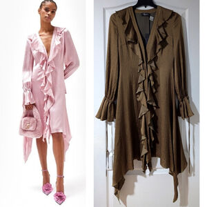 NWT Blumarine | Long Sleeve Ruffle Midi Dress